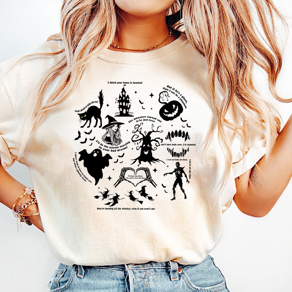 Halloween Songs SweatPng, Halloween T-Png, Spooky season Tee, Ghost Haunt TPng, Fall Season, Pumpkin Halloween, Halloween Lyrics Png PNG0810 07 NPN