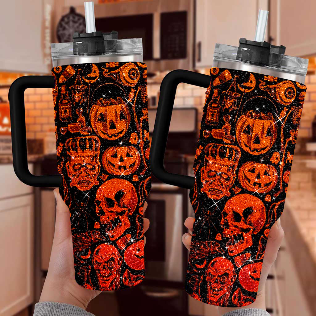 Halloween Dripping Rhinestone Tumbler 40oz, Horror Bling 40oz Cup with Lid and Straw, Blood Drip Halloween Tumbler 40oz TUM2908