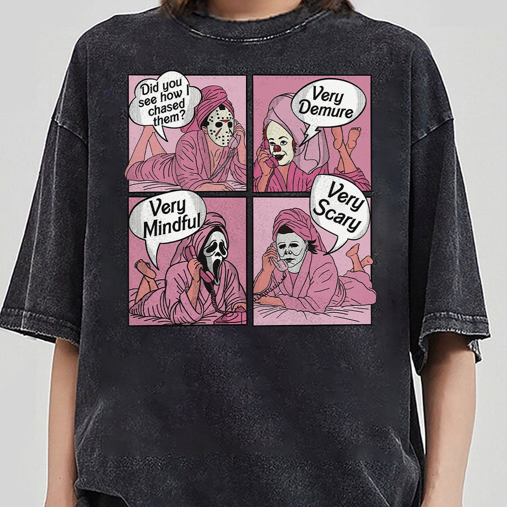 Did You See How I Chased Them T-shirt, Very Demure Very Mindful Very Scary Shirt, Spooky Halloween Shirt, Scary Skeleton Shirt, Horror Shirt BBB