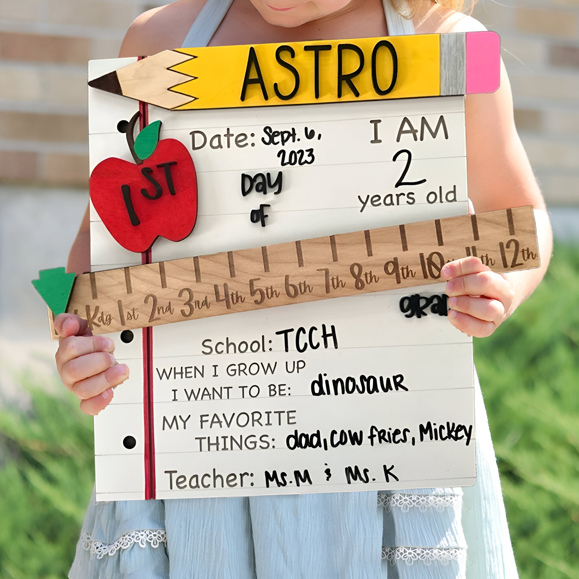 Custom Interchangeable Back to School Wood Sign First_100th_Last Day of School Sign Photo Prop Gifts for Kids Scsign