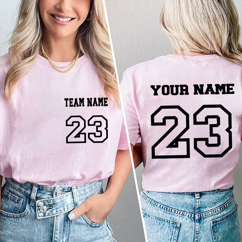 Personalized Name And Back Number Teacher Two Sided T-Shirt 1 2MAT88