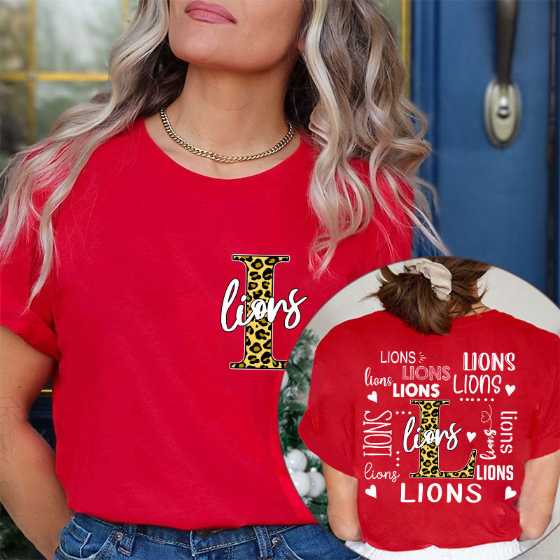 Personalized Leopard School Mascot Teacher Two Sided T-Shirt 2MAT68