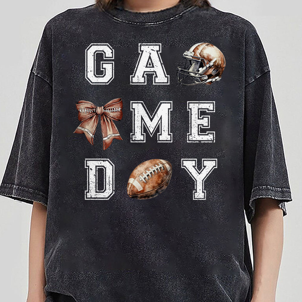 Coquette Game Day Football Crewneck Sweatshirt, Football and Bow, Football Mom Shirt, Football Season Womens Pullover, Oversized Sweatshirt 1 FB2708