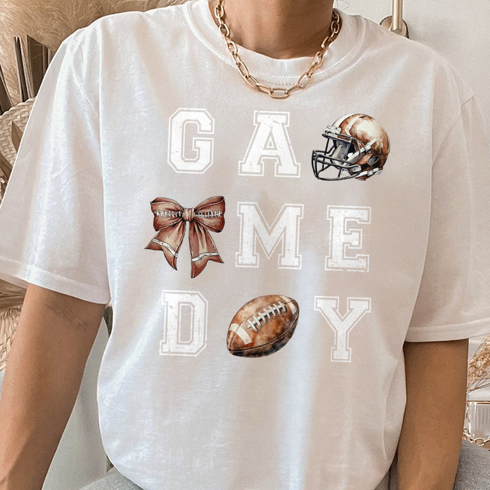 Coquette Game Day Football Crewneck Sweatshirt, Football and Bow, Football Mom Shirt, Football Season Womens Pullover, Oversized Sweatshirt 1 FB2708