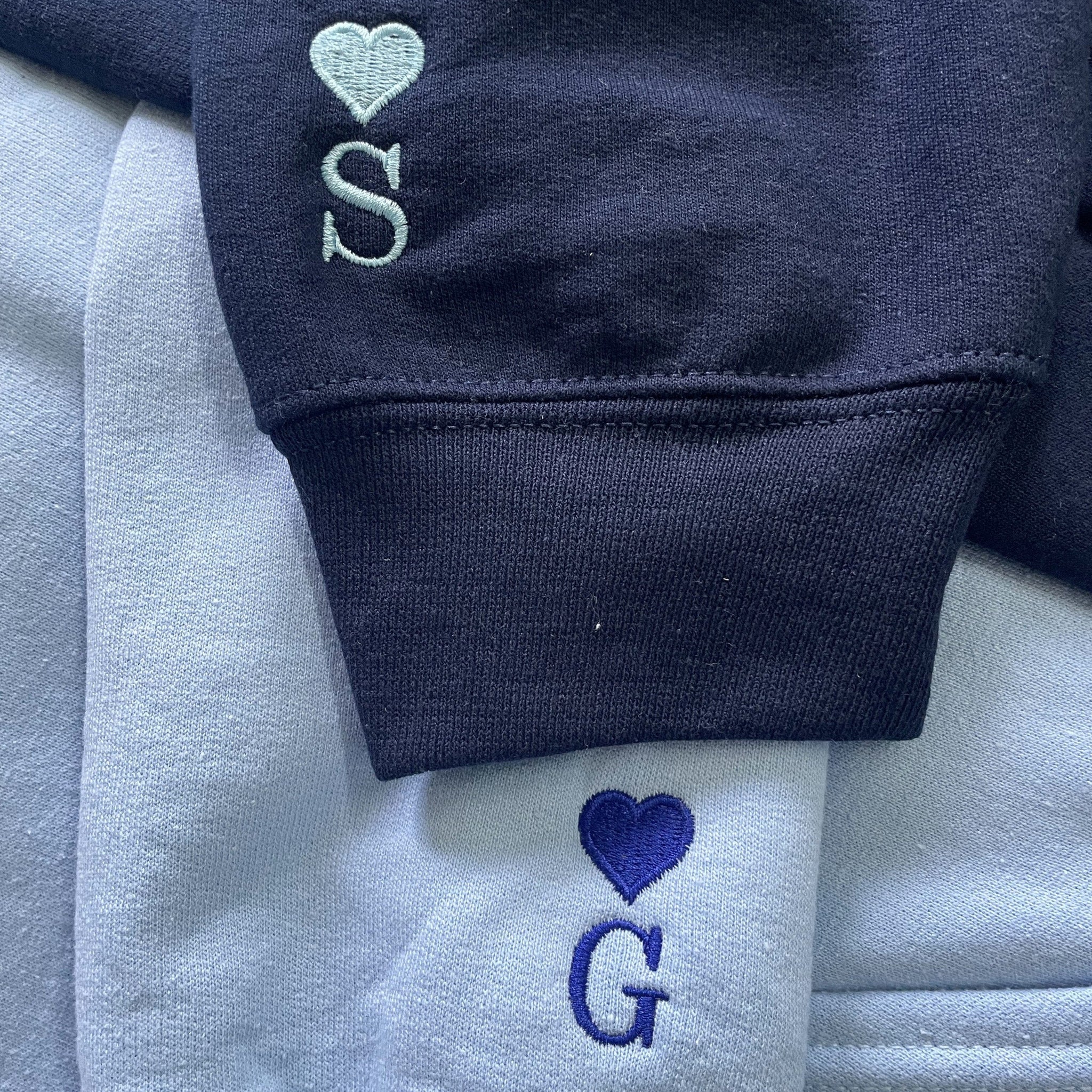 Custom Embroidered Sleeve Sweatshirt, Matching Sweatshirts for Couples Unique Gift Ideas for Him Her em3