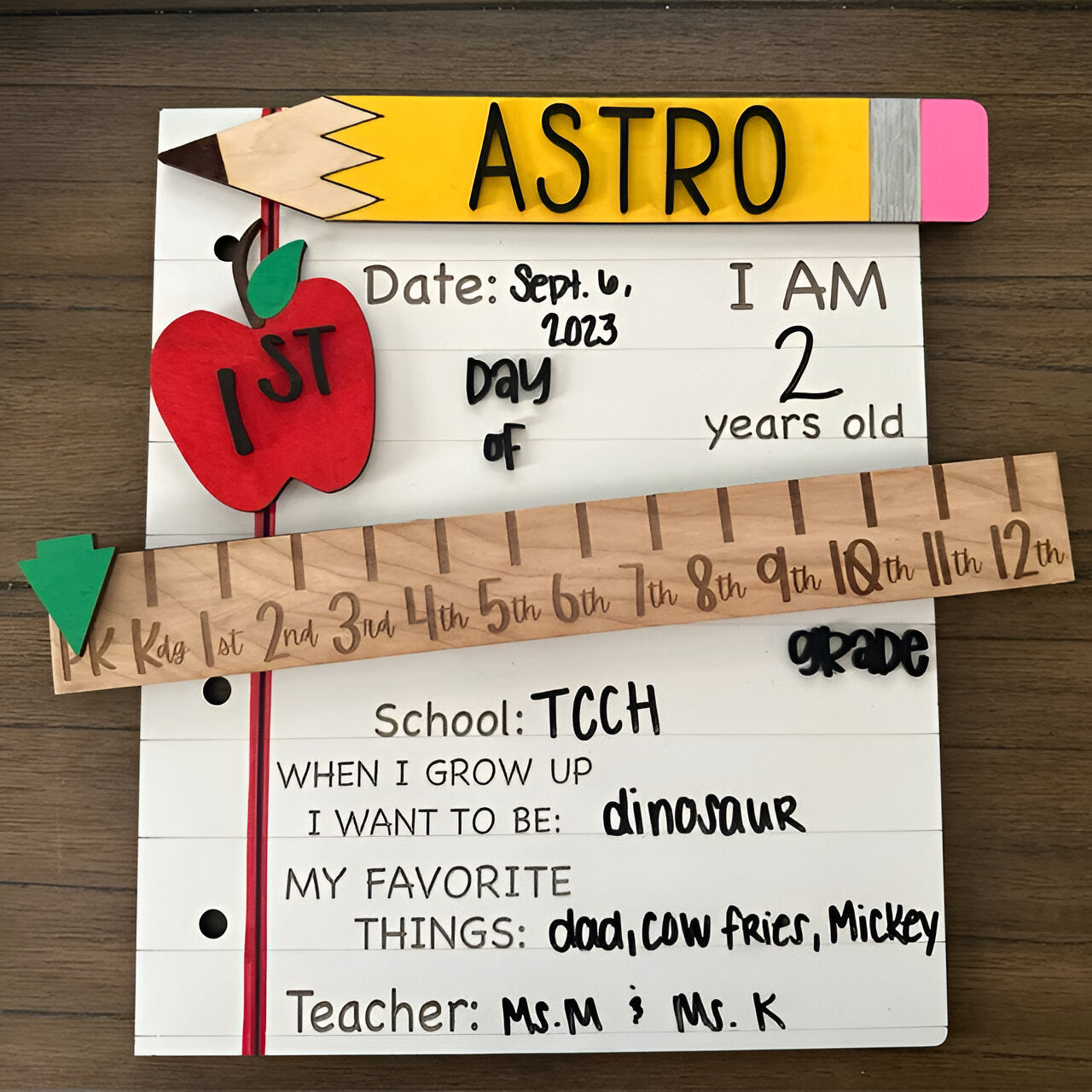 Custom Interchangeable Back to School Wood Sign First_100th_Last Day of School Sign Photo Prop Gifts for Kids Scsign