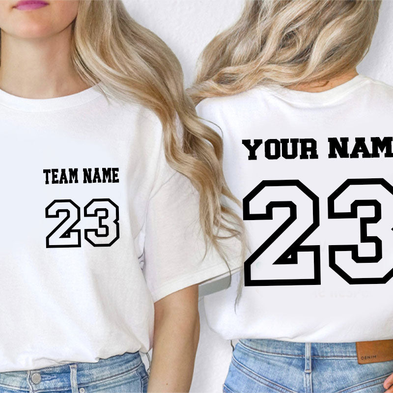 Personalized Name And Back Number Teacher Two Sided T-Shirt 1 2MAT88