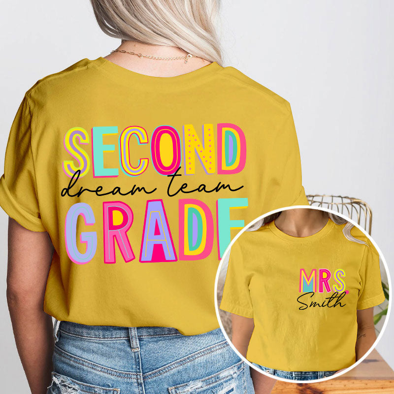 Personalized Teacher's Name And Grade Lightning Pencil Print Teacher Two Sided T-Shirt 2MAT68