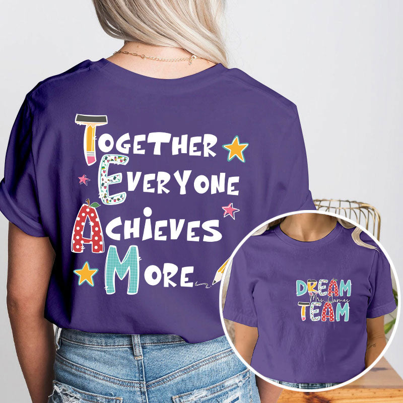 Personalized Teacher's Name Rainbow Icon I Love My Job For All The Little Reasons Teacher Two Sided T-Shirt 2MAT68