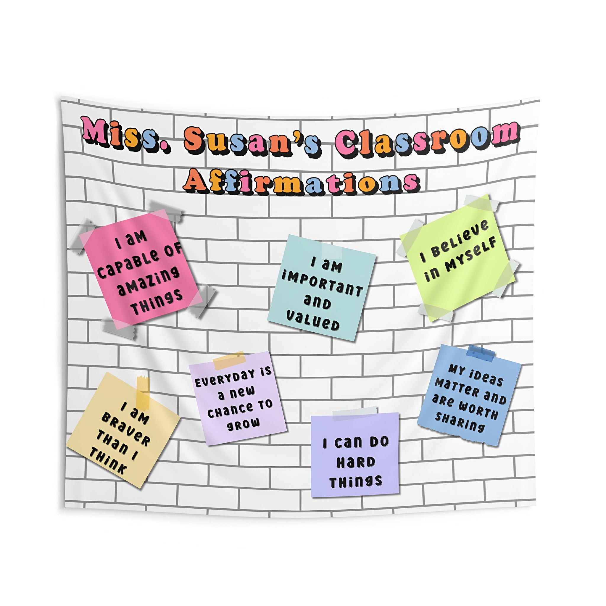 Personalized Classroom Tapestry, Class Positive Affirmations Decor, Retro classroom decor, Teacher wall art, Classroom welcome sign Tapes