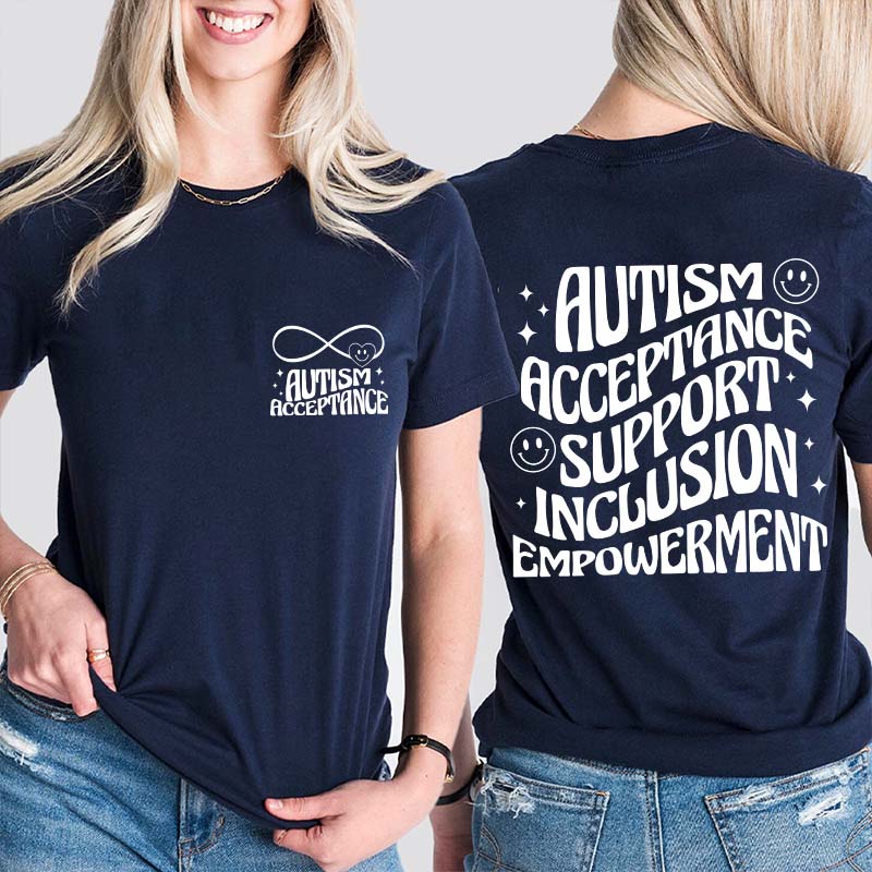 Autism Acceptance Teacher Two Sided T-Shirt 2MAT88