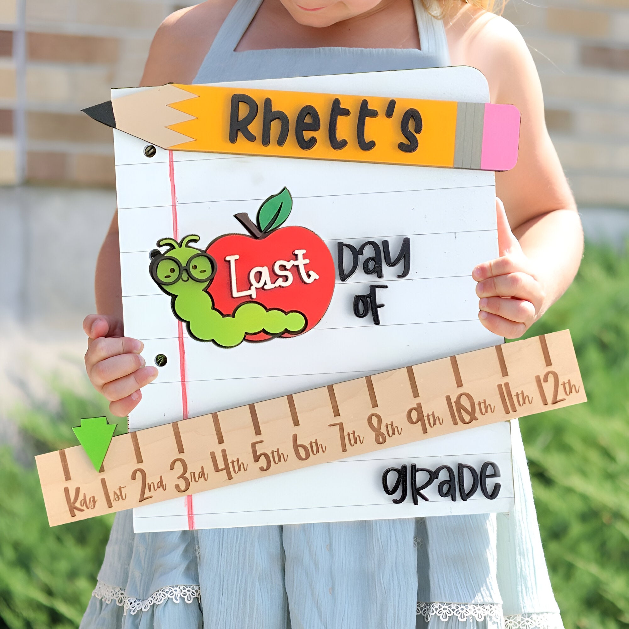Personalized First_100th_Last Day of School Interchangeable Back to School Sign Prop For Kids Gift Ideas Scsign