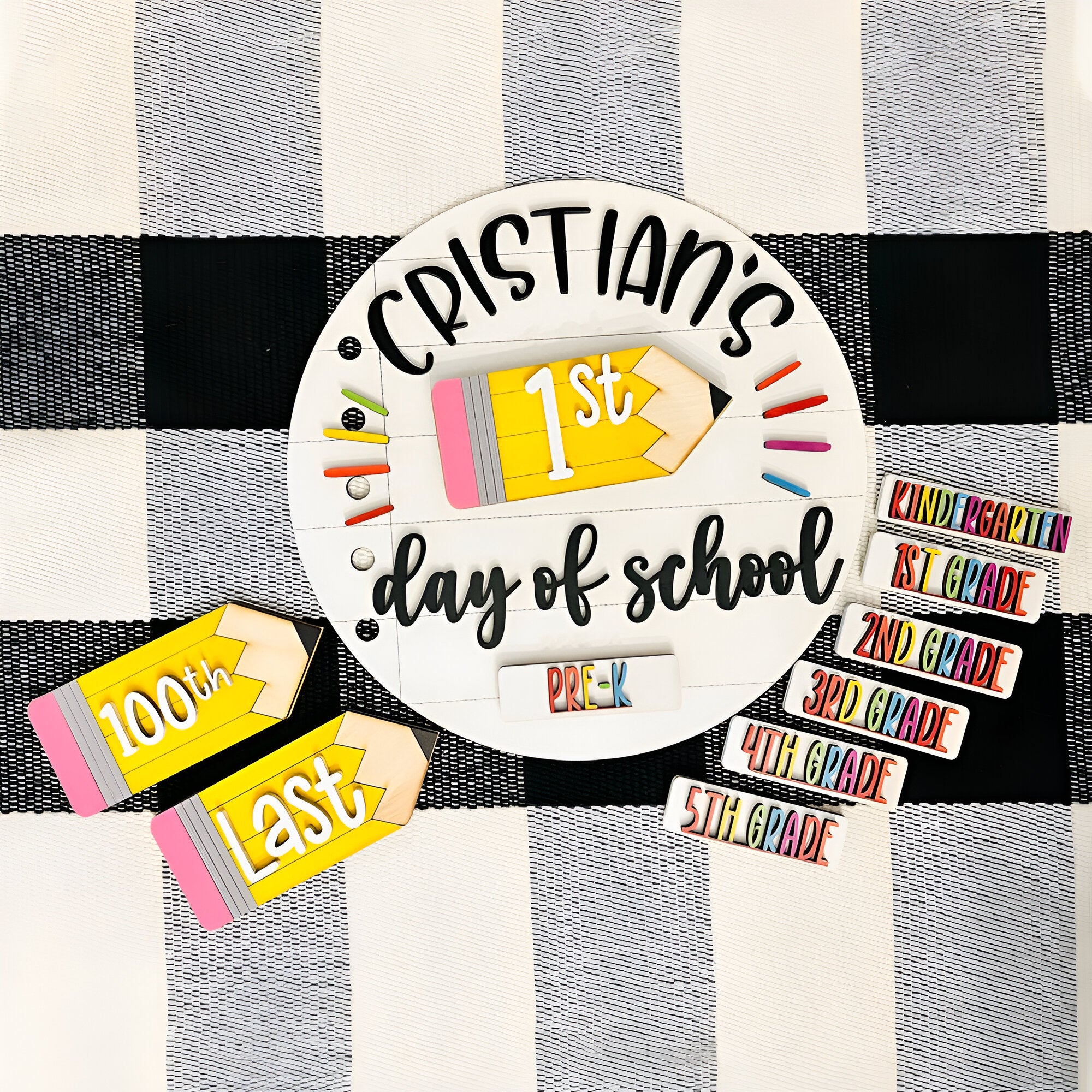 First_100th_Last Day of School Interchangeable Back to School Sign Custom Photo Prop For Kids Scsign