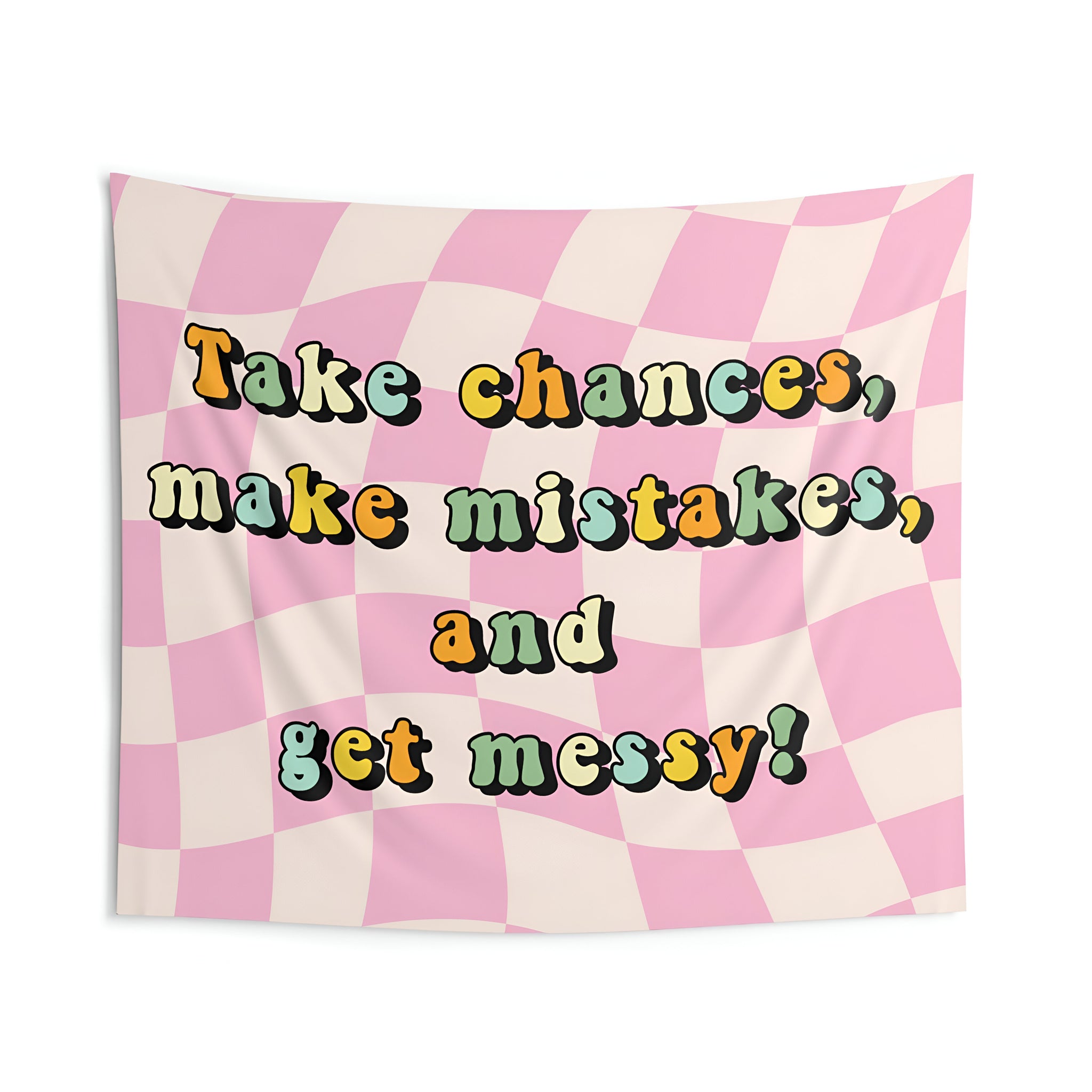 Classroom Tapestry, Take Chances Make Mistakes and Get Messy Decor, Retro classroom decor, Teacher wall art, Classroom welcome sign Tapes