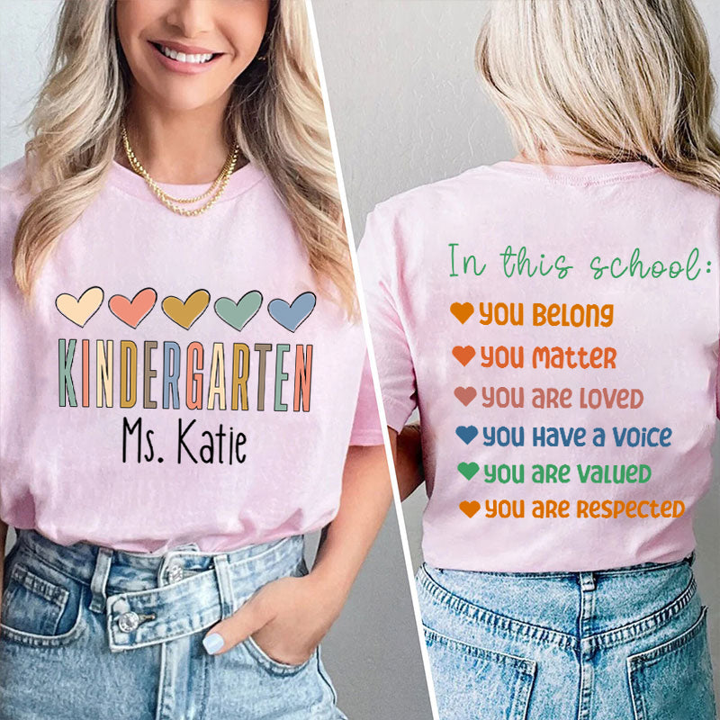 Personalized Name In This School You Are Teacher Two Sided T-Shirt 2MAT88