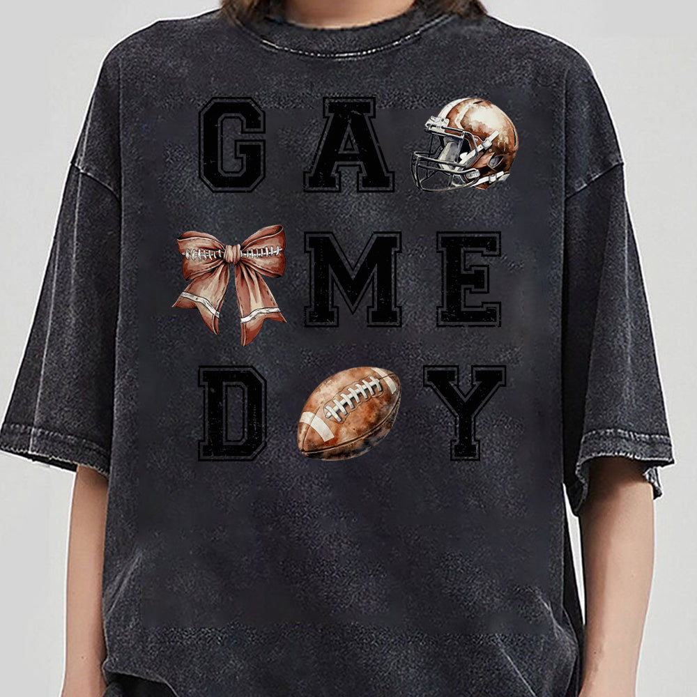 Coquette Game Day Football Crewneck Sweatshirt, Football and Bow, Football Mom Shirt, Football Season Womens Pullover, Oversized Sweatshirt 1 FB2708