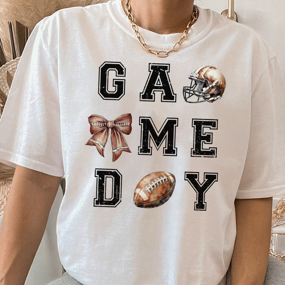 Coquette Game Day Football Crewneck Sweatshirt, Football and Bow, Football Mom Shirt, Football Season Womens Pullover, Oversized Sweatshirt 1 FB2708