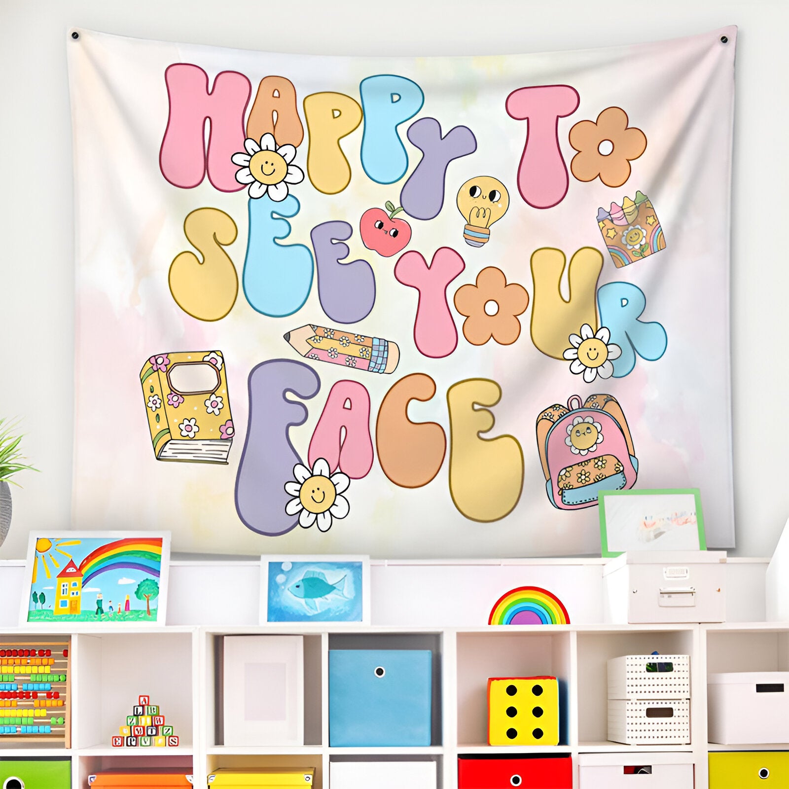 Happy To See Your Face Teacher Classroom Tapestry Tapes