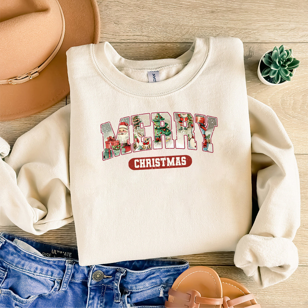 Merry Christmas SVG PNG Distressed & Solid, Retro Christmas Png SVG Christmas Png Sublimation, Cricut Cut File, Varsity College Png SNA