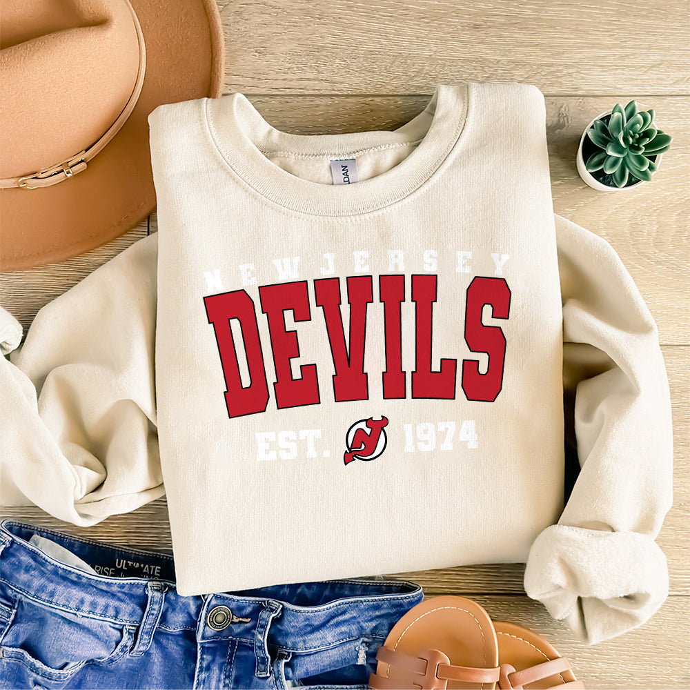 New Jersey Crewneck, Vintage Style New Jersey Sweatshirt, New Jersey Sweatshirt, College Sweatshirt, Hockey Fan Gifts, Hockey Sweatshirt SP2809 11