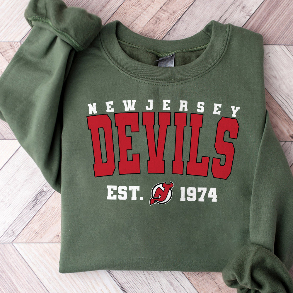 New Jersey Crewneck, Vintage Style New Jersey Sweatshirt, New Jersey Sweatshirt, College Sweatshirt, Hockey Fan Gifts, Hockey Sweatshirt SP2809 11