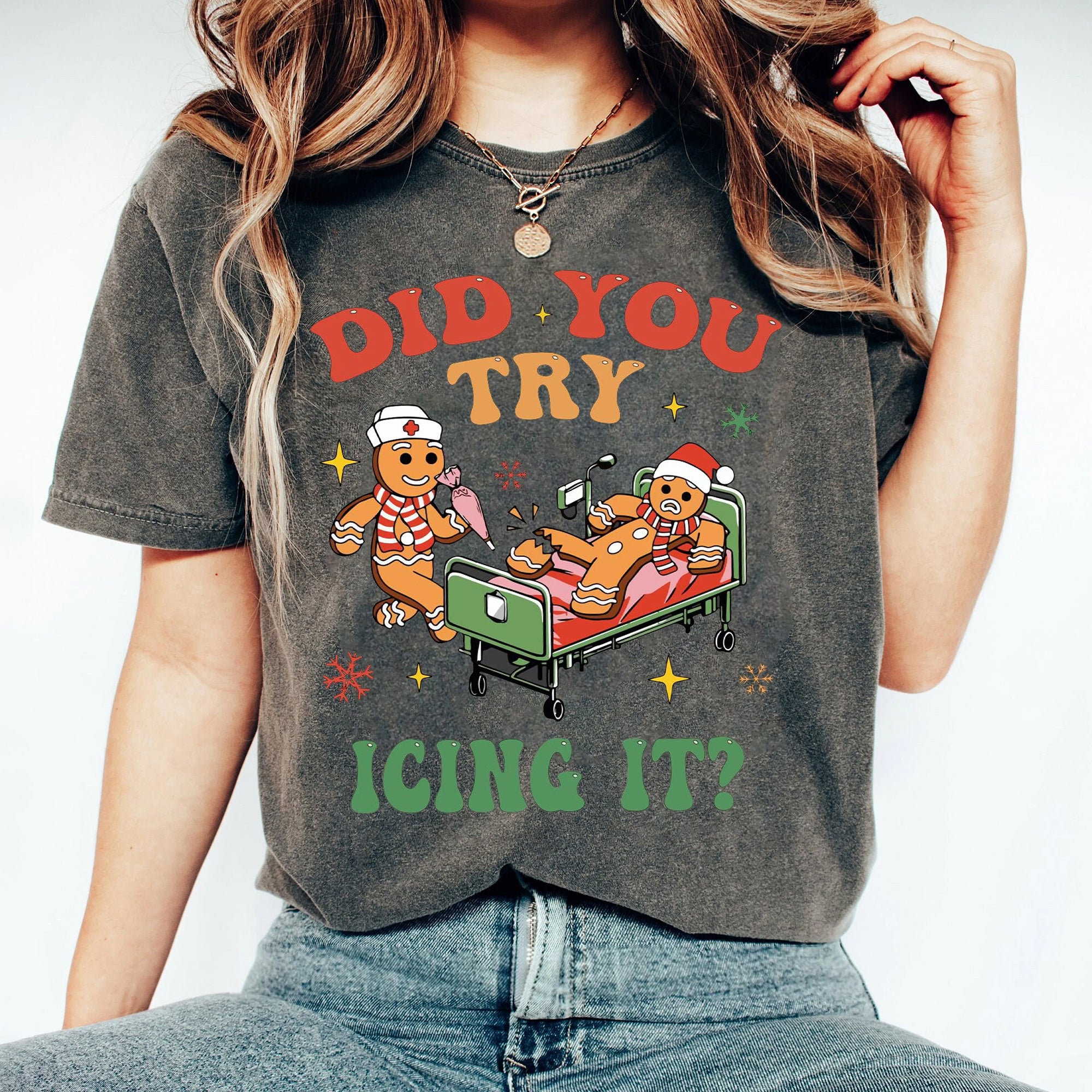 Did You Try Icing It Shirt, School Nurse Christmas Sweater, Funny Cookies Xmas, Emergency Christmas Shirt, PICU Icu Nurse Christmas Tee EEE