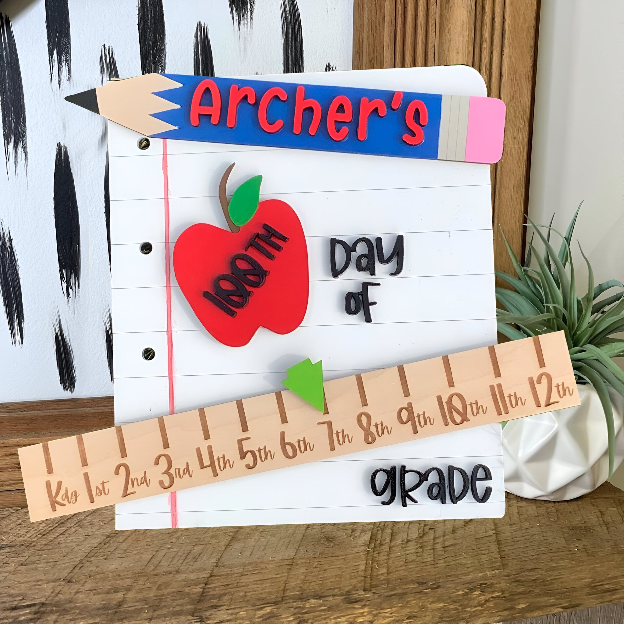 Personalized First_100th_Last Day Sign Interchangeable Back to School Sign Unique Photo Prop Gifts for Kids Scsign