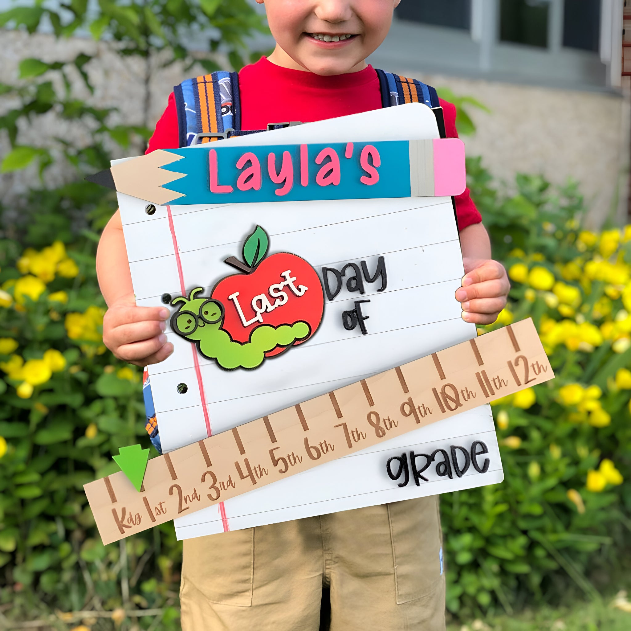 Personalized First_100th_Last Day of School Interchangeable Back to School Sign Prop For Kids Gift Ideas Scsign