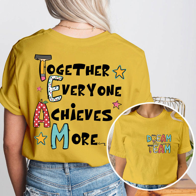 Personalized Teacher's Name Rainbow Icon I Love My Job For All The Little Reasons Teacher Two Sided T-Shirt 2MAT68