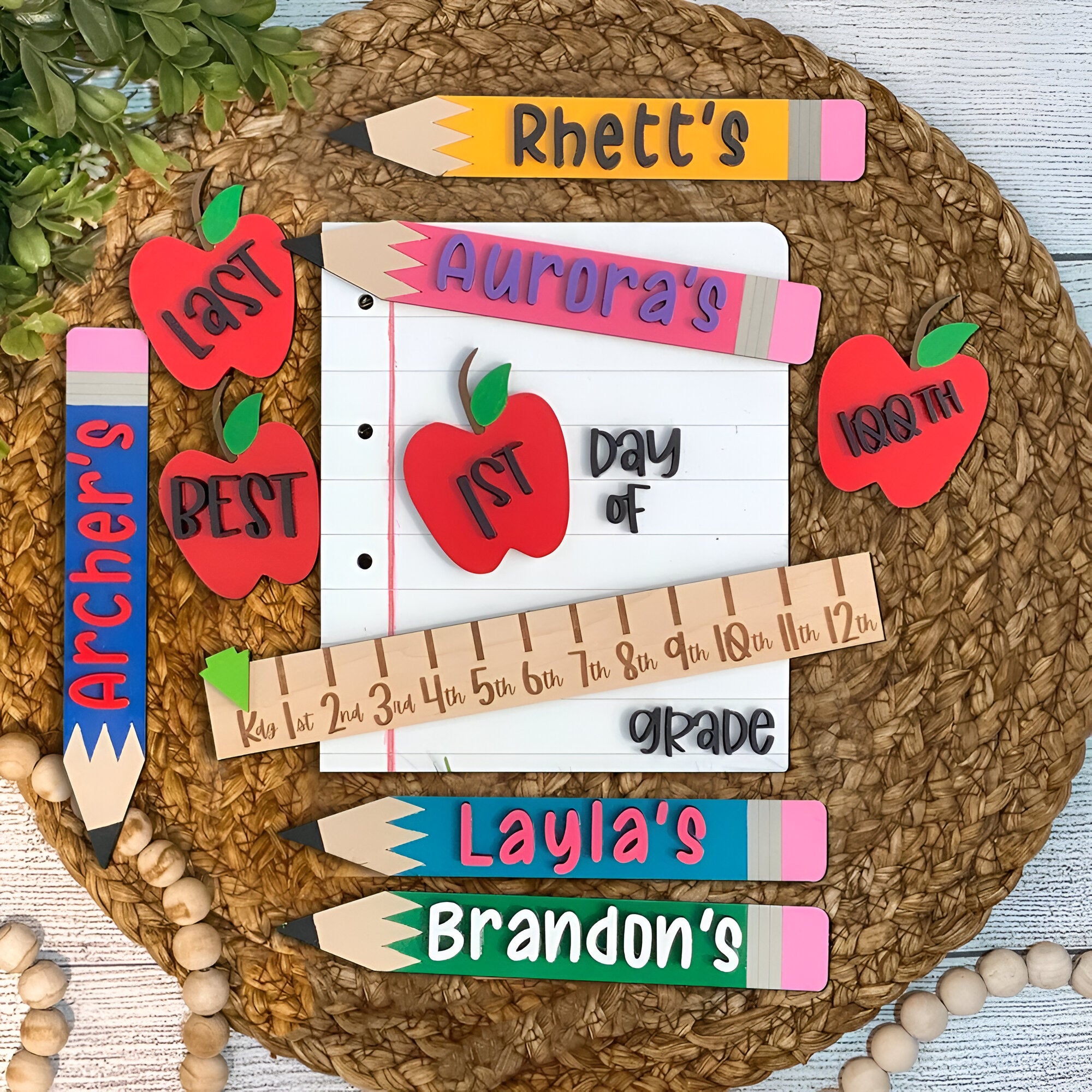 Personalized First_100th_Last Day Sign Interchangeable Back to School Sign Unique Photo Prop Gifts for Kids Scsign
