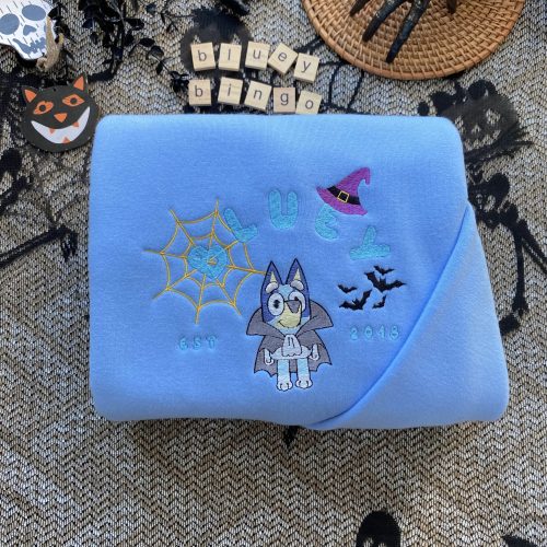 Bluey and Bingo ver Halloween ? Embroidery Sweatshirt EMHA0609