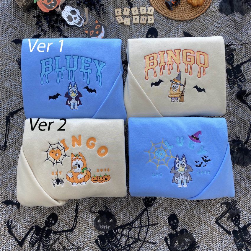 Bluey and Bingo ver Halloween ? Embroidery Sweatshirt EMHA0609