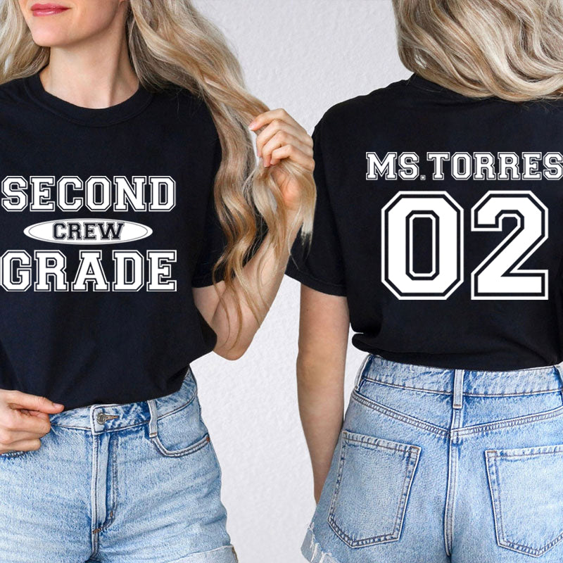 Personalized Name And Back Number Teacher Two Sided T-Shirt 2MAT68