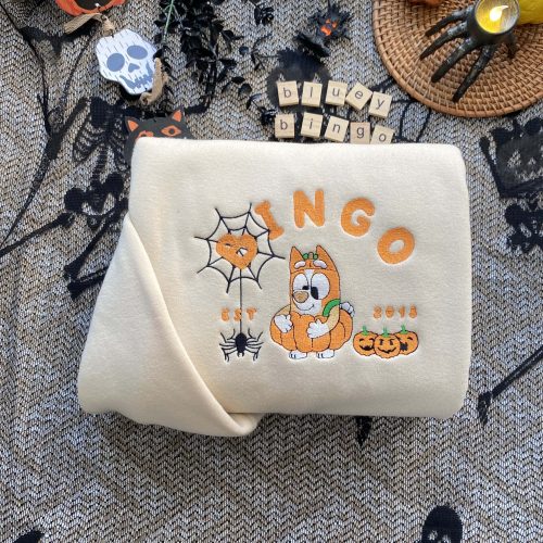 Bluey and Bingo ver Halloween ? Embroidery Sweatshirt EMHA0609