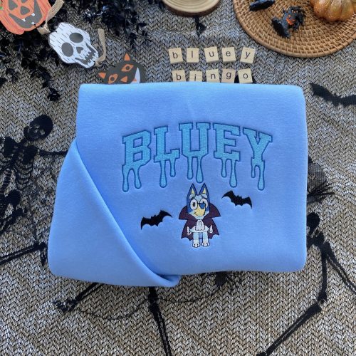 Bluey and Bingo ver Halloween ? Embroidery Sweatshirt EMHA0609