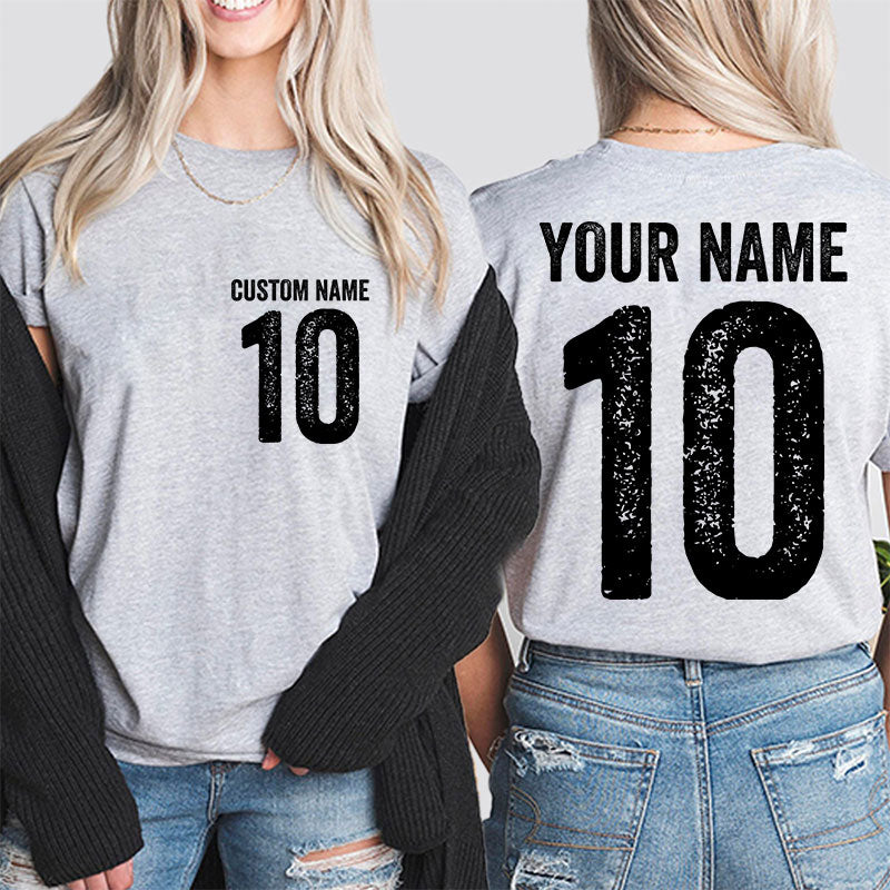 Personalized Name And Back Number Teacher Two Sided T-Shirt 2MAT88