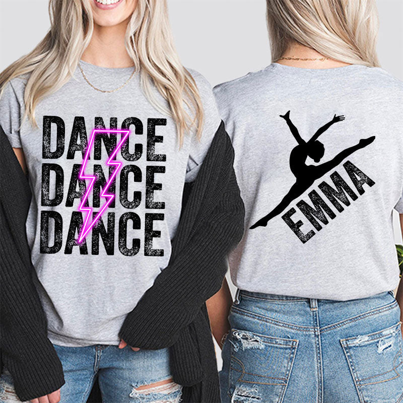 Personalized Pink Lighting Dance Teacher Two Sided T-Shirt 2MAT88