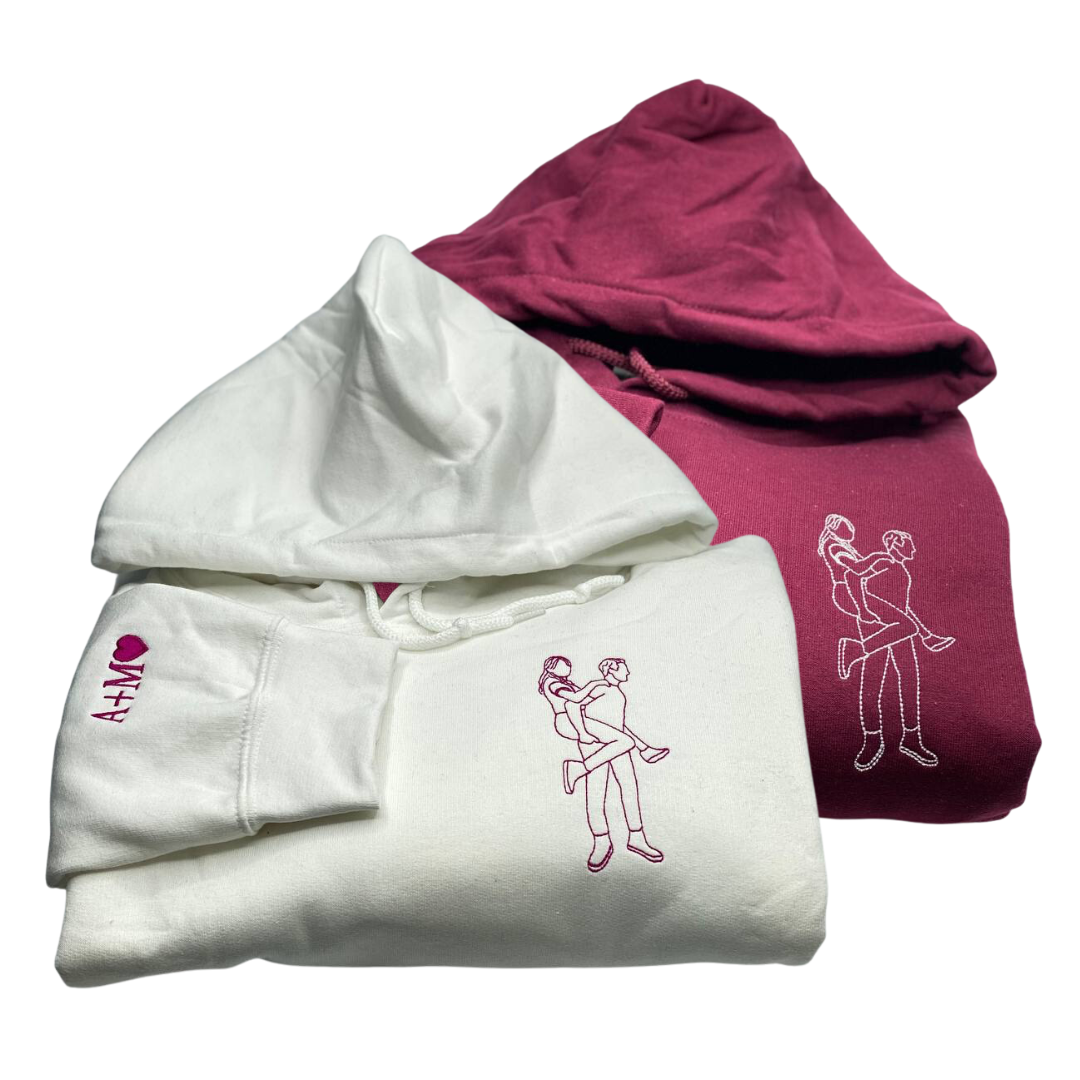 Personalized Anniversary Gifts for Couples, Custom Embroidered Sweatshirt / Hoodie Matching Wedding 1 - 50 Year em2