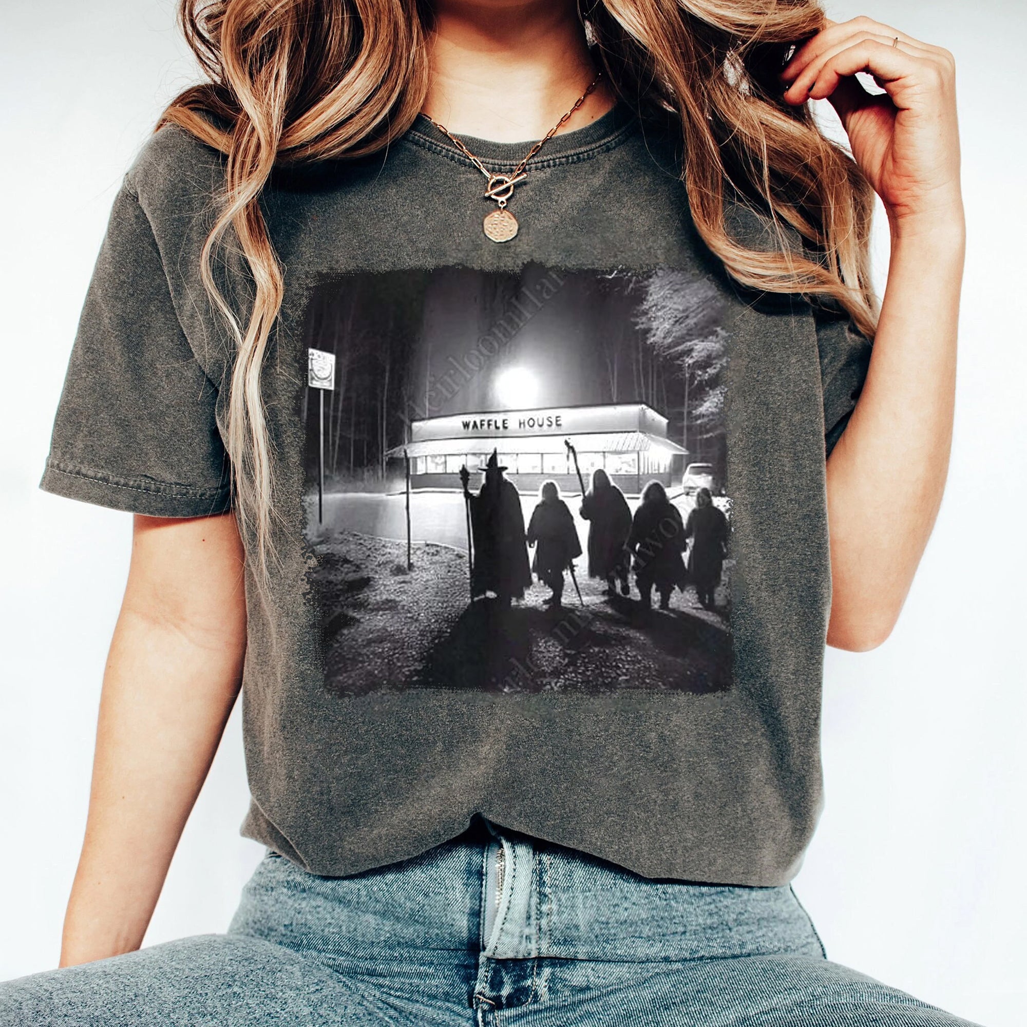 Halloween Gandalf Fellowship at Waffle Restaurant Shirt, Lord Of The Ring T-Shirt, Middle Earth Tee, Gandalf T-Shirt, Book Lovers Gift DDD