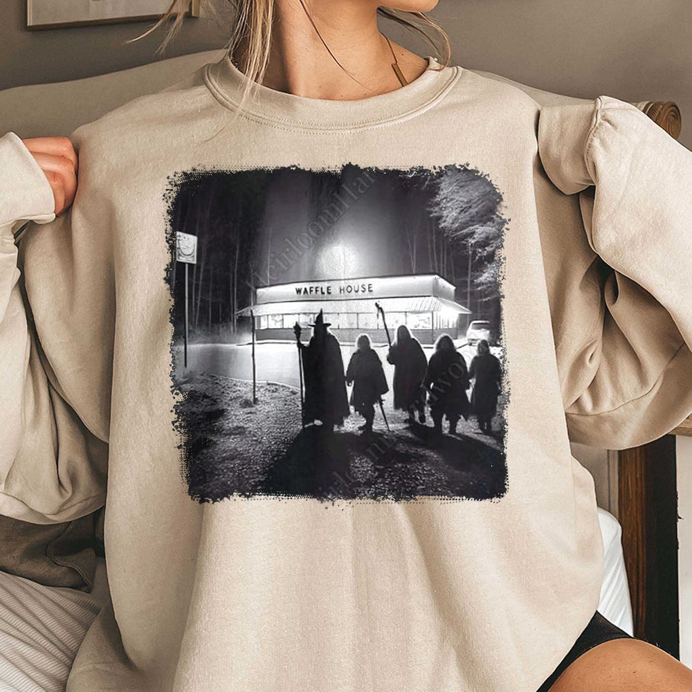 Halloween Gandalf Fellowship at Waffle Restaurant Shirt, Lord Of The Ring T-Shirt, Middle Earth Tee, Gandalf T-Shirt, Book Lovers Gift DDD