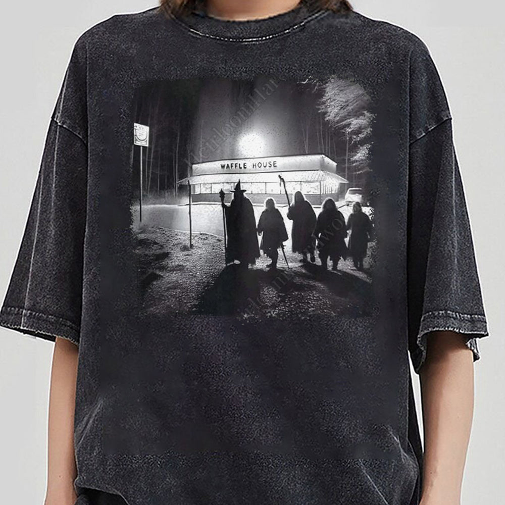 Halloween Gandalf Fellowship at Waffle Restaurant Shirt, Lord Of The Ring T-Shirt, Middle Earth Tee, Gandalf T-Shirt, Book Lovers Gift DDD