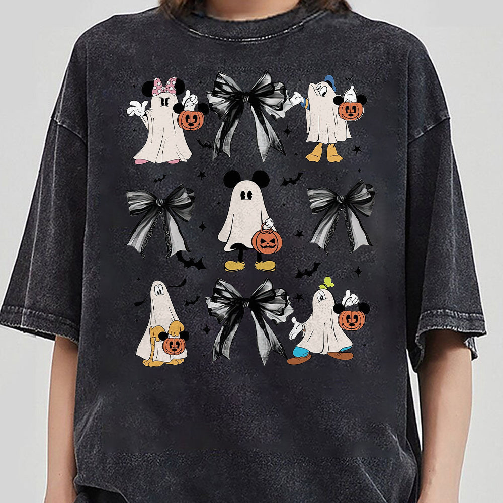 Mickey & Friends Ghost Coquette Bow Halloween Shirt, Disney Mickey's Not So Scary Party Tee, Disneyland Family Spooky Season 2024 Trip III