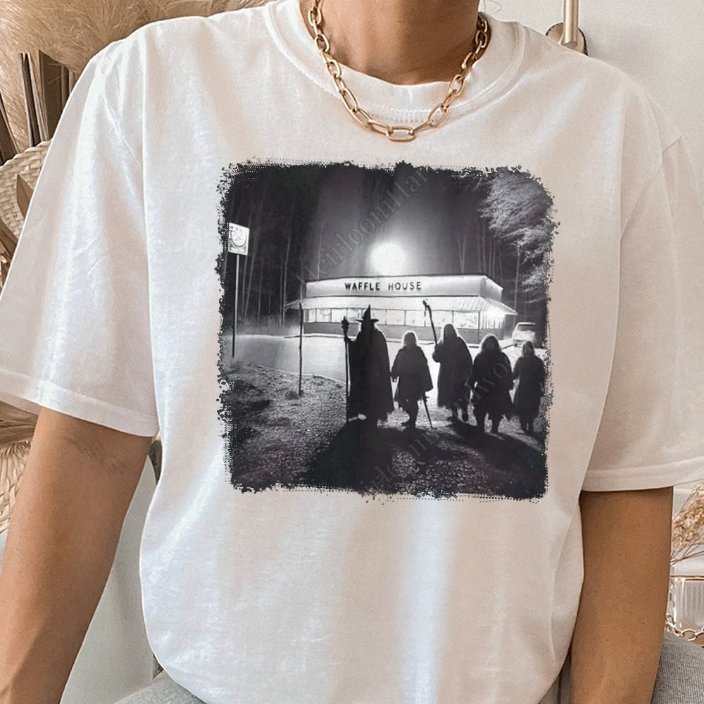 Halloween Gandalf Fellowship at Waffle Restaurant Shirt, Lord Of The Ring T-Shirt, Middle Earth Tee, Gandalf T-Shirt, Book Lovers Gift DDD