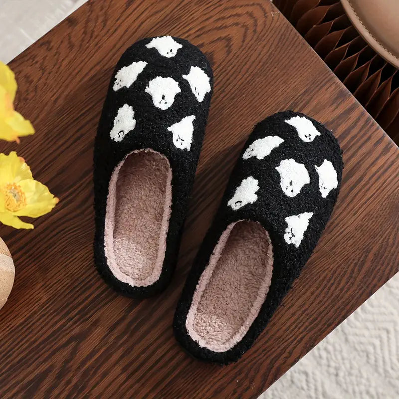 Women's Cozy Halloween Ghost Indoor Slippers - Warm Plush Slip-On House Shoes, Winter & Autumn SL0808 13