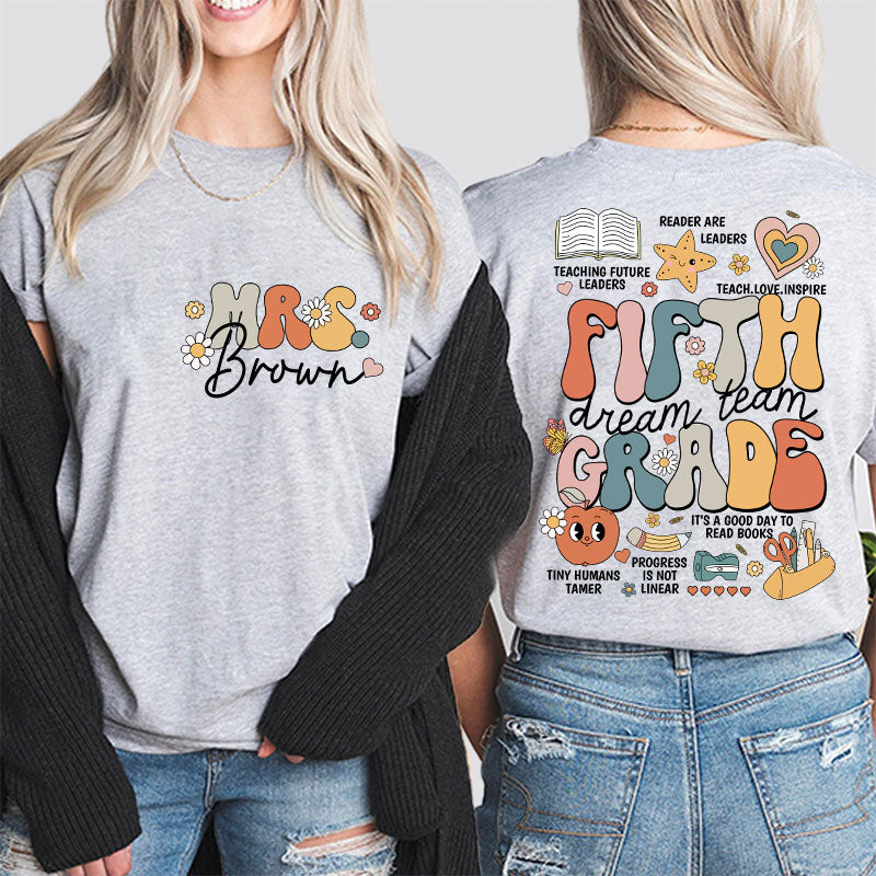 Personalized Neon Lights Make Mistakes Get Messy Teacher Two Sided T-Shirt 2MAT68