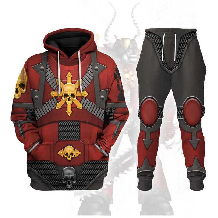 Red Corsairs Warband Colour Scheme Warhammer Costume Hoodie Jogger, Red Corsairs Warband Colour Scheme Space Marines Cosplay 3D Hoodie Pants, Warhammer 3D Tracksuit, Warhammer Game Outfit