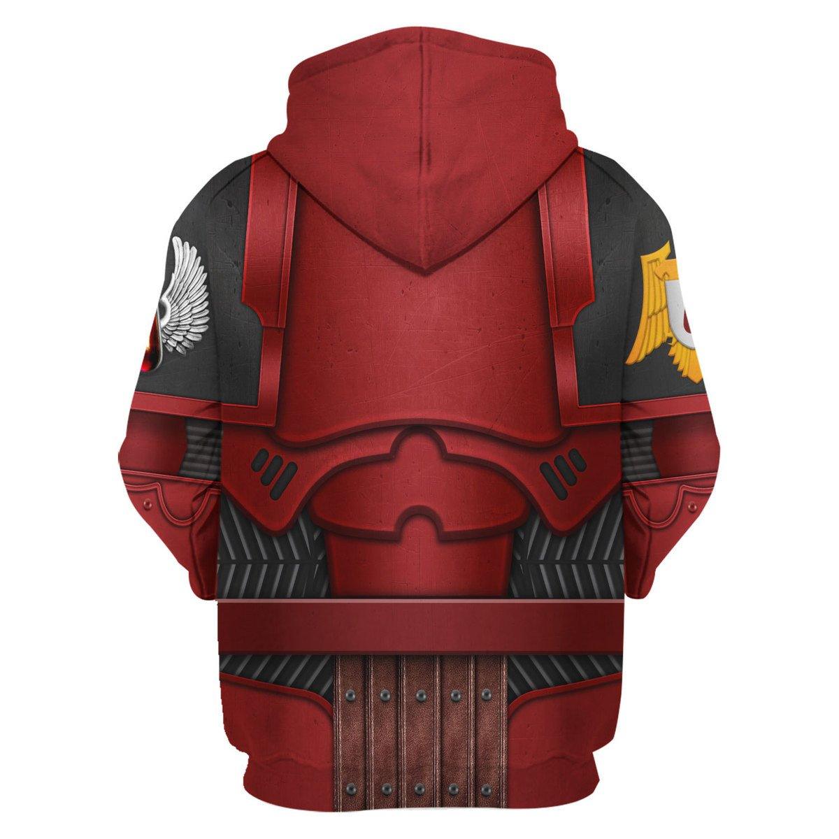 Blood Angels Captain Warhammer Costume Hoodie Jogger,Blood Angels Captain Space Marines Cosplay 3D Hoodie Pants, Warhammer 3D Tracksuit, Warhammer Game Outfit TQT3