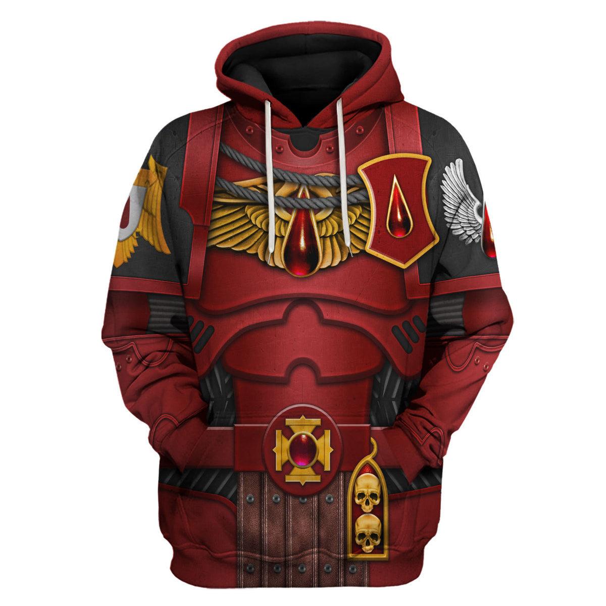 Blood Angels Captain Warhammer Costume Hoodie Jogger,Blood Angels Captain Space Marines Cosplay 3D Hoodie Pants, Warhammer 3D Tracksuit, Warhammer Game Outfit TQT3