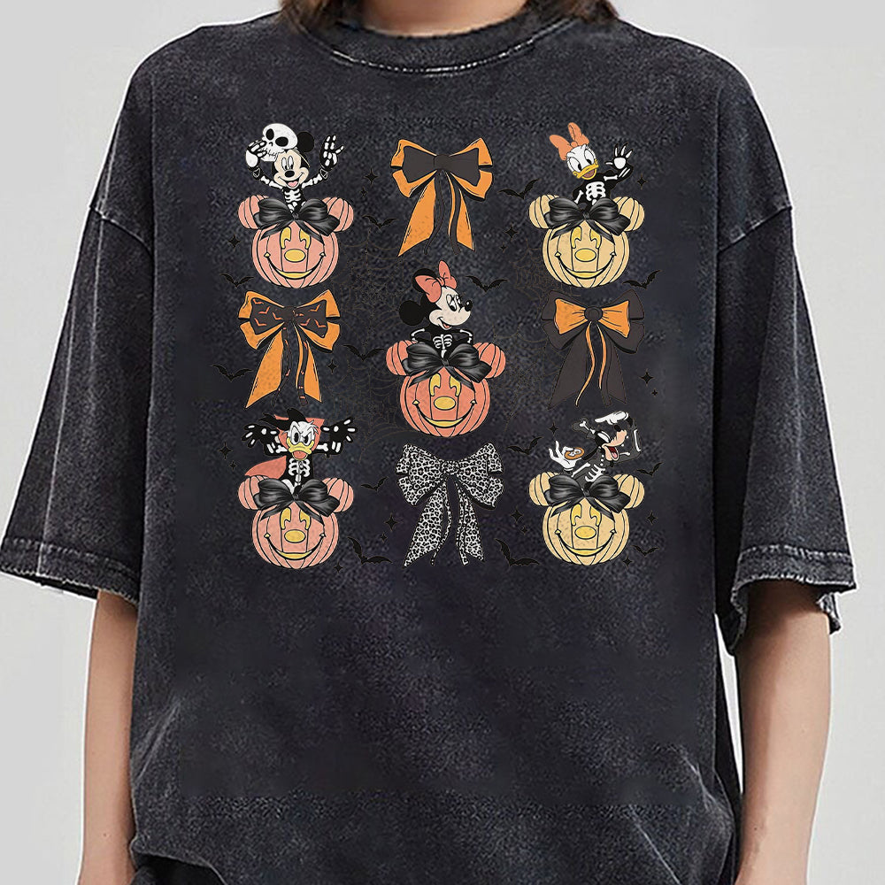 Mickey & Friends Skeleton Coquette Bow Halloween Shirt, Disney Halloween Shirt, Mickey Pumpkin Halloween, Disneyland Trip 1 EEE