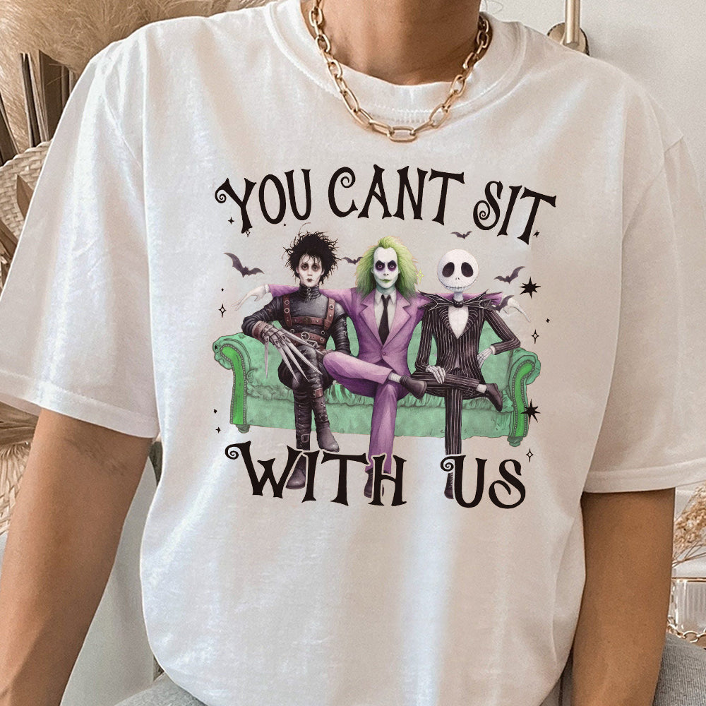 You Cant Sit With Us Halloween  Shirt, Adult Halloween Shirt, Beetlejuice Shirt, Beetlejuice Adult Shirt, Halloween Kids  EEE